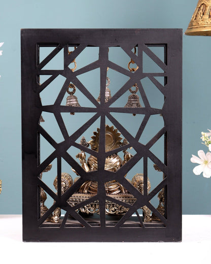 Brass Ganesha Temple Frame with Mooshak, Diyas & Bells 12 inch - Budhshiv.com