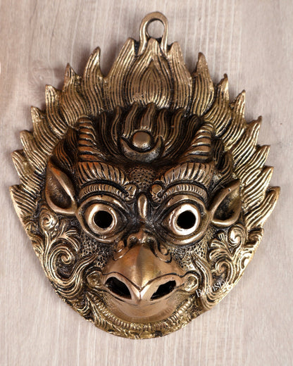 Brass Garuda Face Wall Hanging – Auspicious Protective Decor to Ward Off Evil (6 Inches) - Budhshiv.com