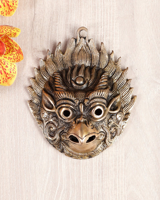 Brass Garuda Face Wall Hanging – Auspicious Protective Decor to Ward Off Evil (6 Inches) - Budhshiv.com