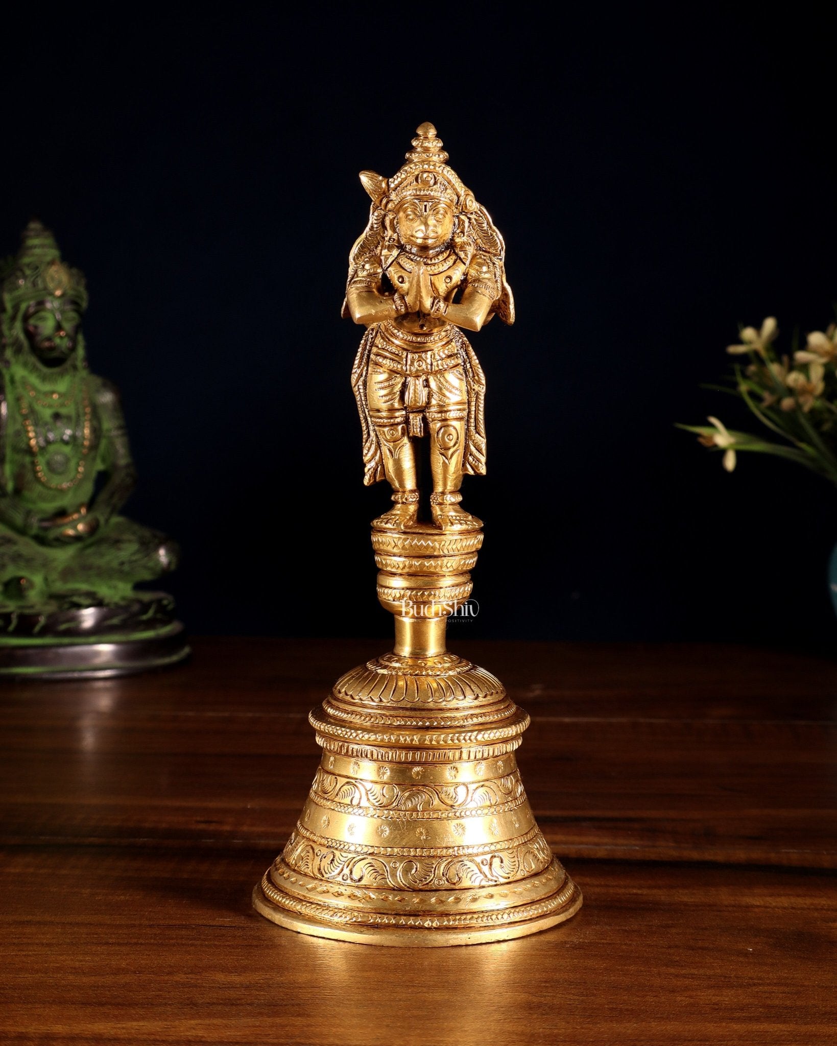 Brass Garuda Hanuman Hand Bell – Durable & Steady | 8" H - Budhshiv.com