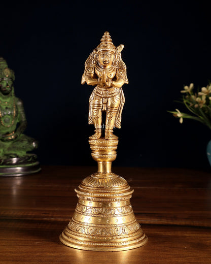 Brass Garuda Hanuman Hand Bell – Durable & Steady | 8" H - Budhshiv.com