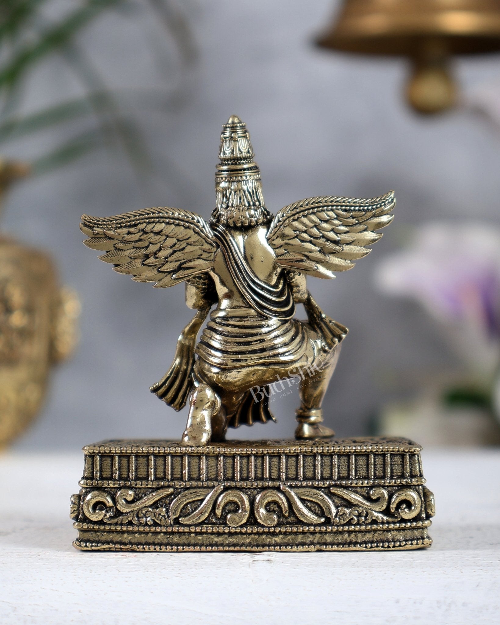 Brass Garuda Idol Anjali Mudra Murti 3.2" - Budhshiv.com