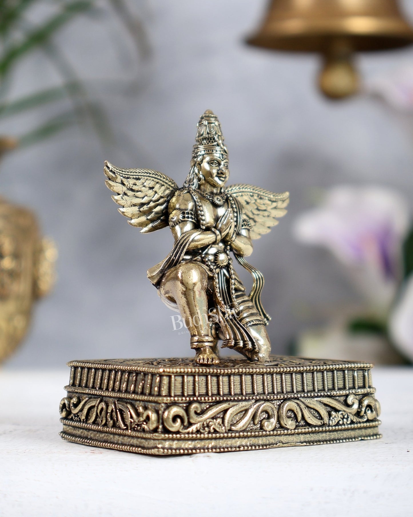 Brass Garuda Idol Anjali Mudra Murti 3.2" - Budhshiv.com