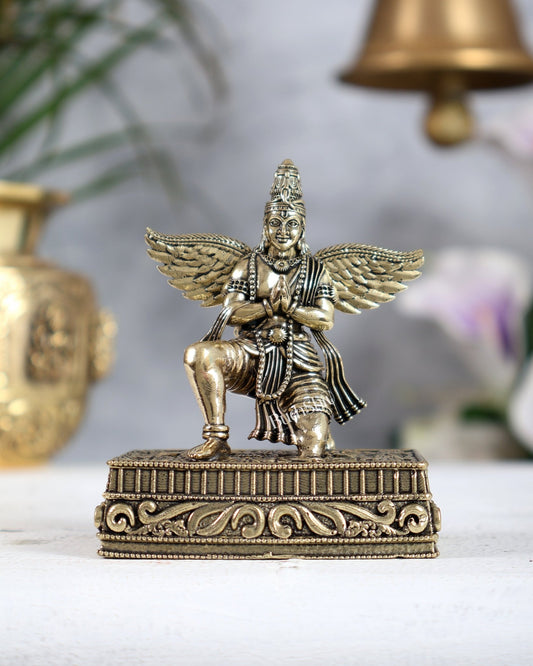 Brass Garuda Idol Anjali Mudra Murti 3.2" - Budhshiv.com