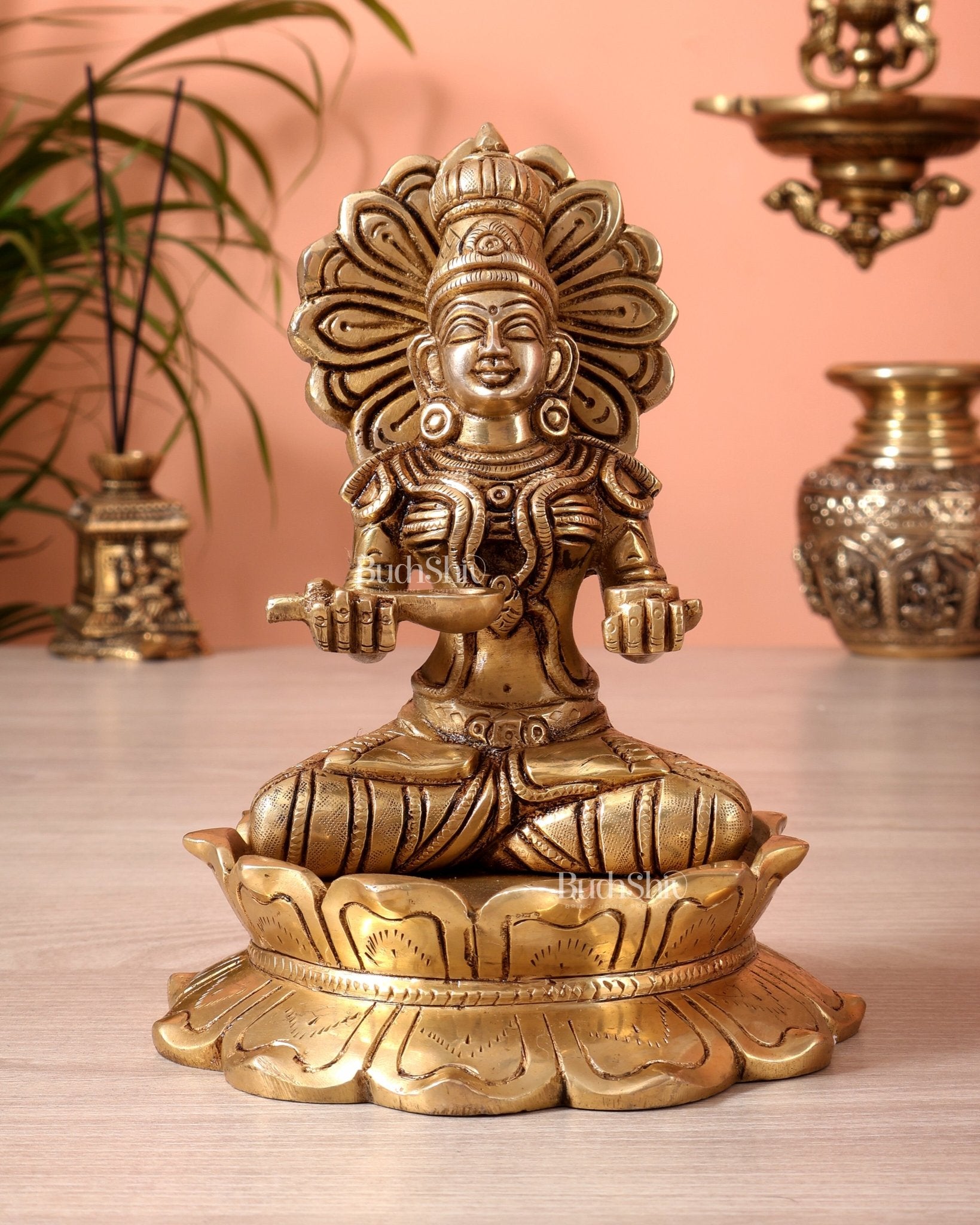 Brass Goddess Annapurna Idol | 7 Inch Superfine Murti - Budhshiv.com