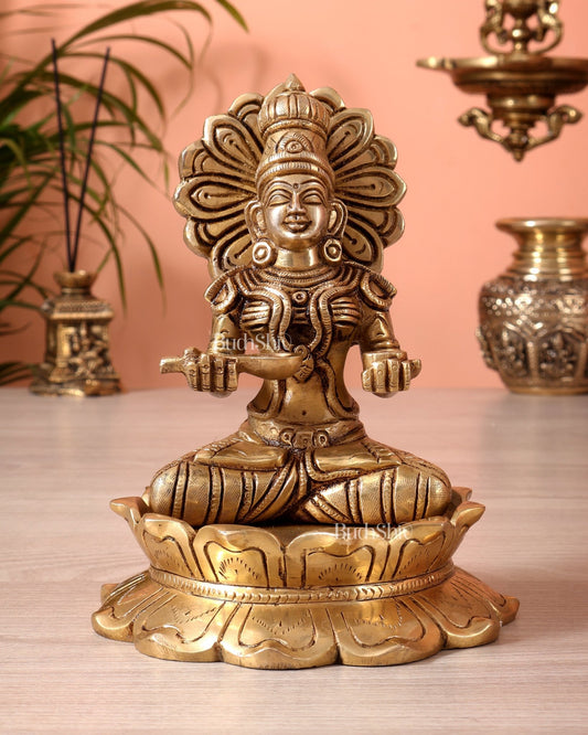Brass Goddess Annapurna Idol | 7 Inch Superfine Murti - Budhshiv.com