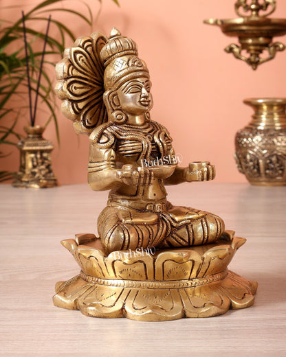 Brass Goddess Annapurna Idol | 7 Inch Superfine Murti - Budhshiv.com