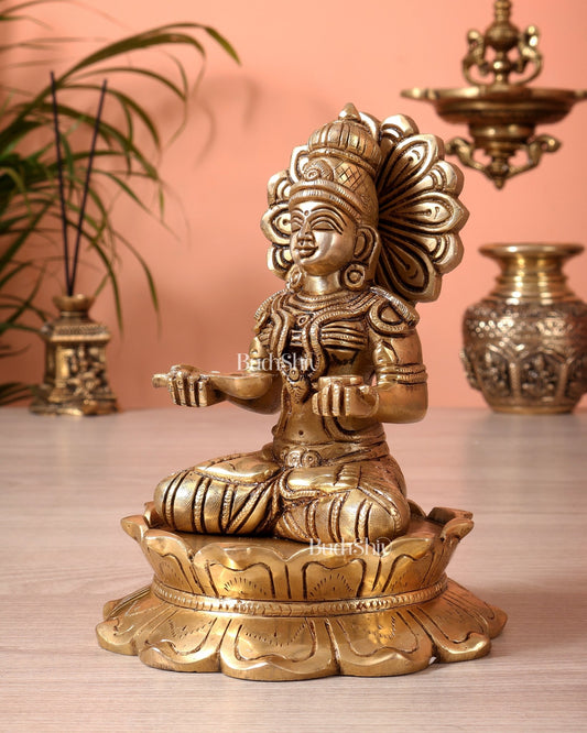 Brass Goddess Annapurna Idol | 7 Inch Superfine Murti - Budhshiv.com