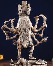 Brass Goddess Kali Statue with Four Arms – 9" x 6" x 3" | Powerful Divine Idol - Budhshiv.com