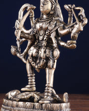 Brass Goddess Kali Statue with Four Arms – 9" x 6" x 3" | Powerful Divine Idol - Budhshiv.com