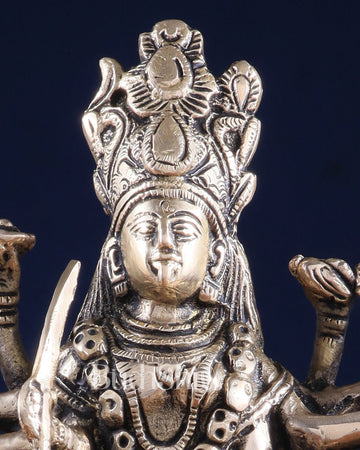 Brass Goddess Kali Statue with Four Arms – 9" x 6" x 3" | Powerful Divine Idol - Budhshiv.com