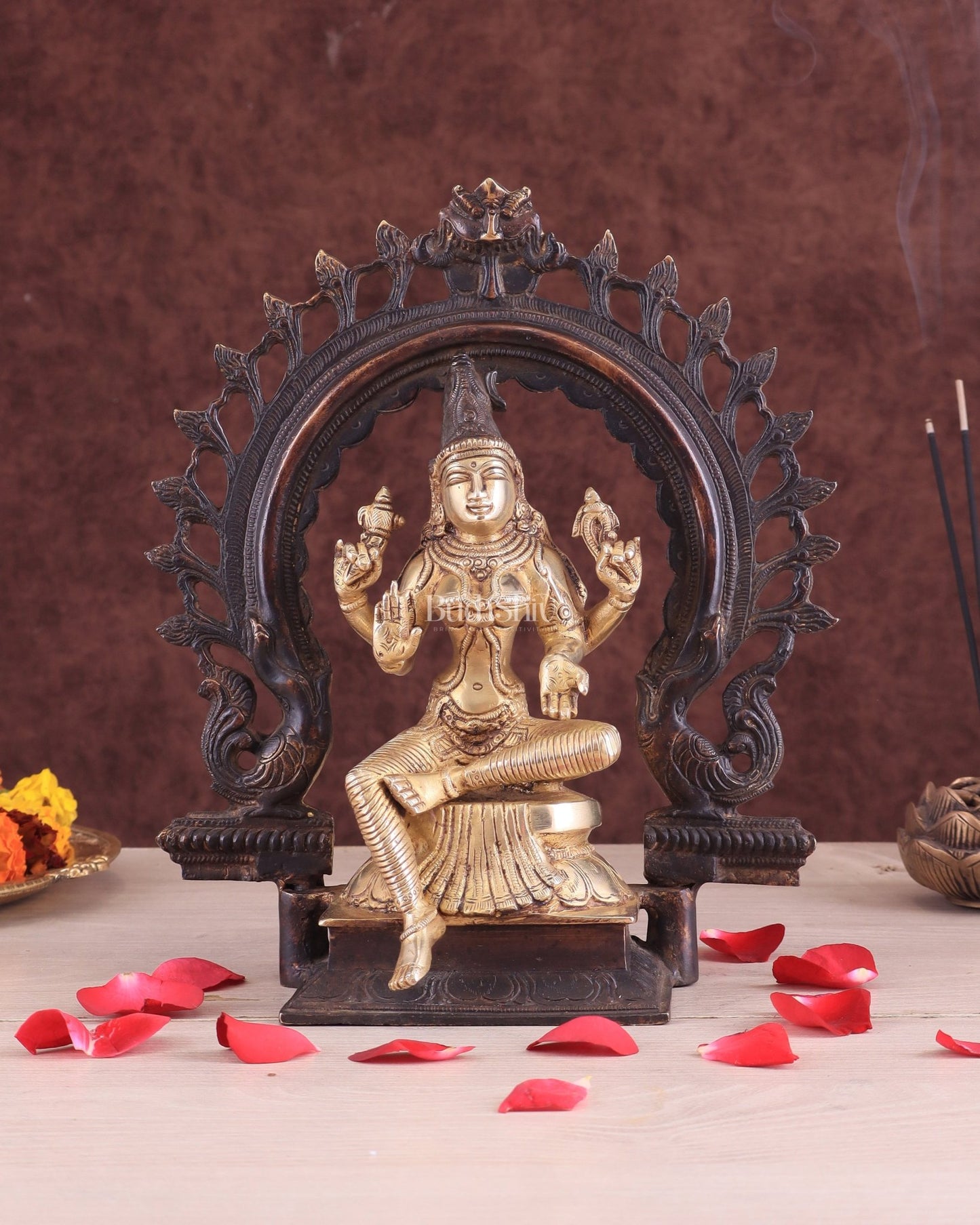 Brass Goddess Lakshmi as Bhuvaneshwari Statue – 10" - Budhshiv.com