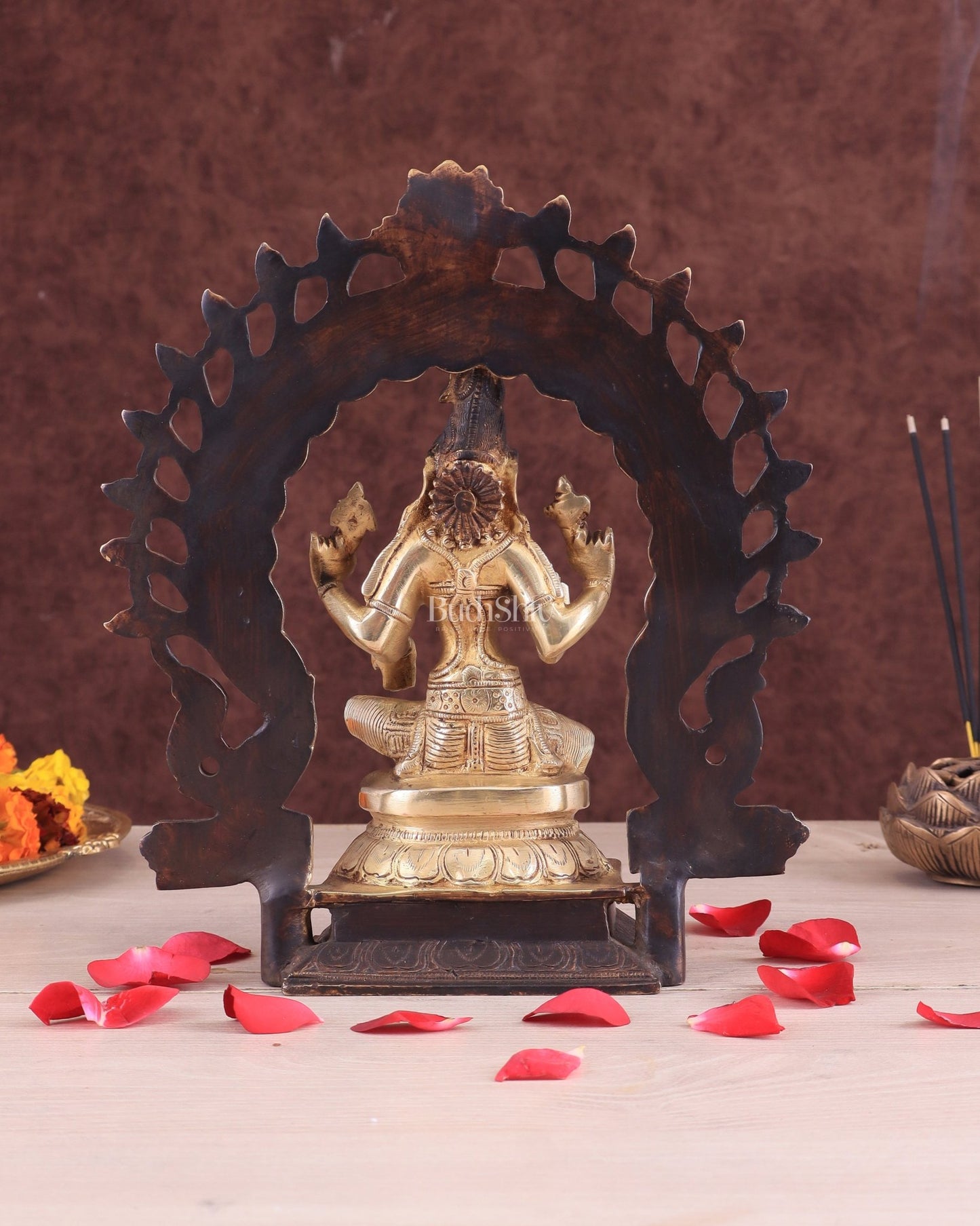 Brass Goddess Lakshmi as Bhuvaneshwari Statue – 10" - Budhshiv.com