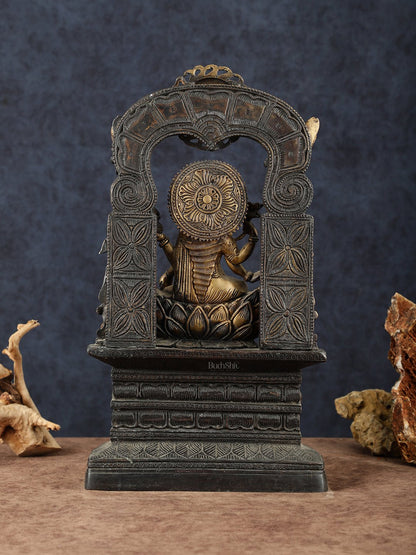 Brass Goddess Lakshmi Mata Statue – 20" Height, Antique Chola Style, Dual - Tone Finish - Budhshiv.com