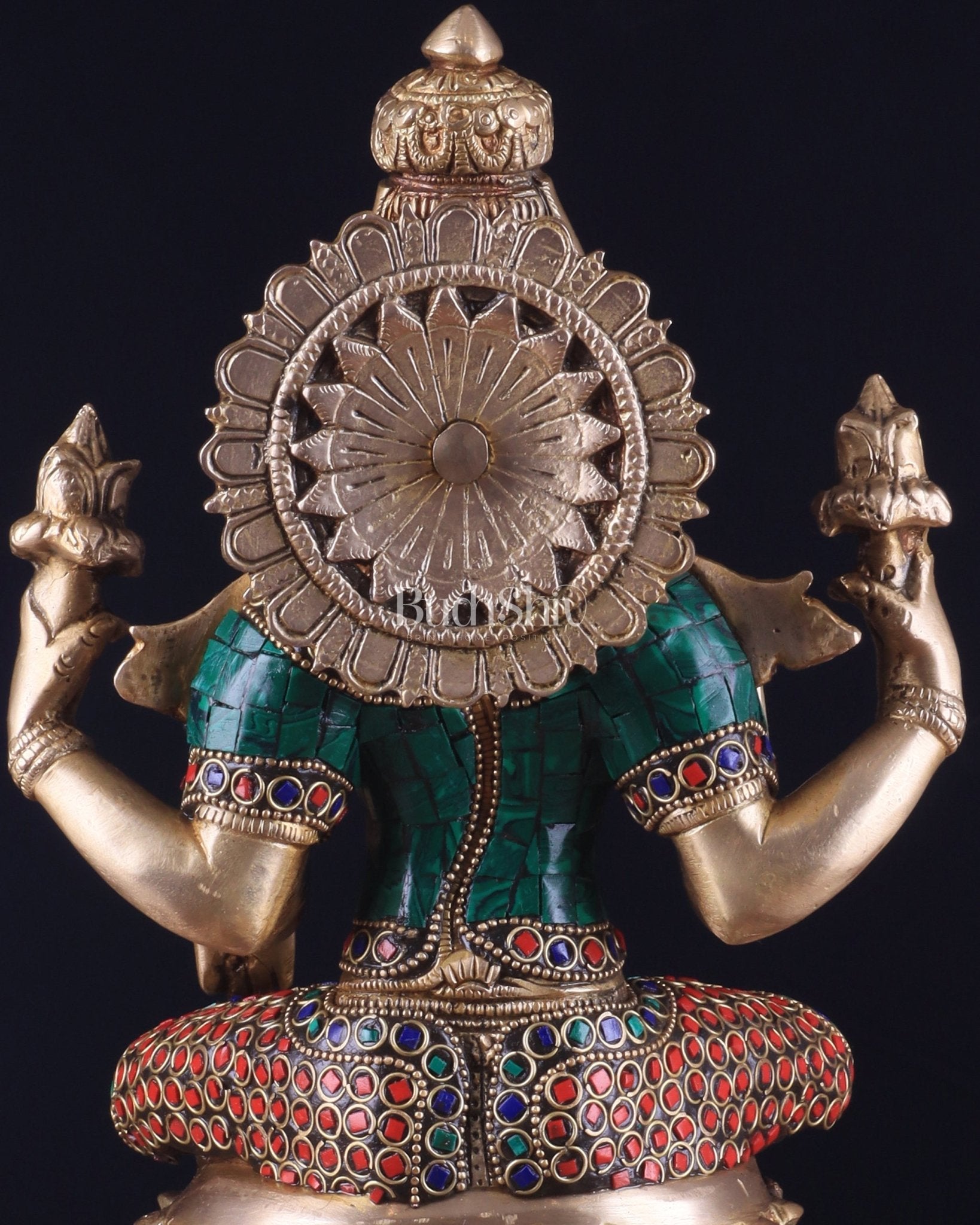Brass Goddess Lakshmi Statue 12" meenakari Stonework - Budhshiv.com
