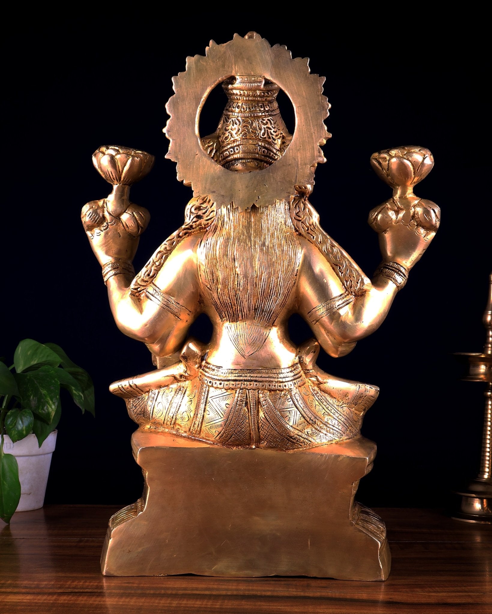 Brass Goddess Lakshmi Statue – Handcrafted Prosperity Idol 18 inch - Budhshiv.com
