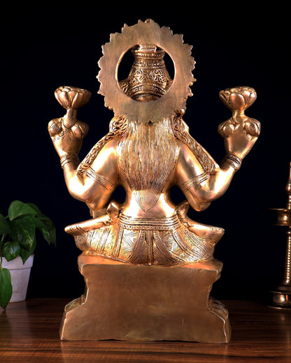 Brass Goddess Lakshmi Statue – Handcrafted Prosperity Idol 18 inch - Budhshiv.com