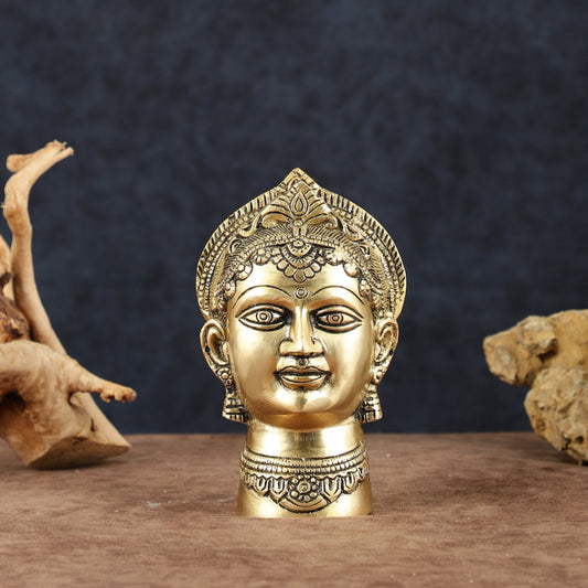 Brass Goddess Parvati Gauri Face Statue | Beautiful Features | 7 - Budhshiv.com