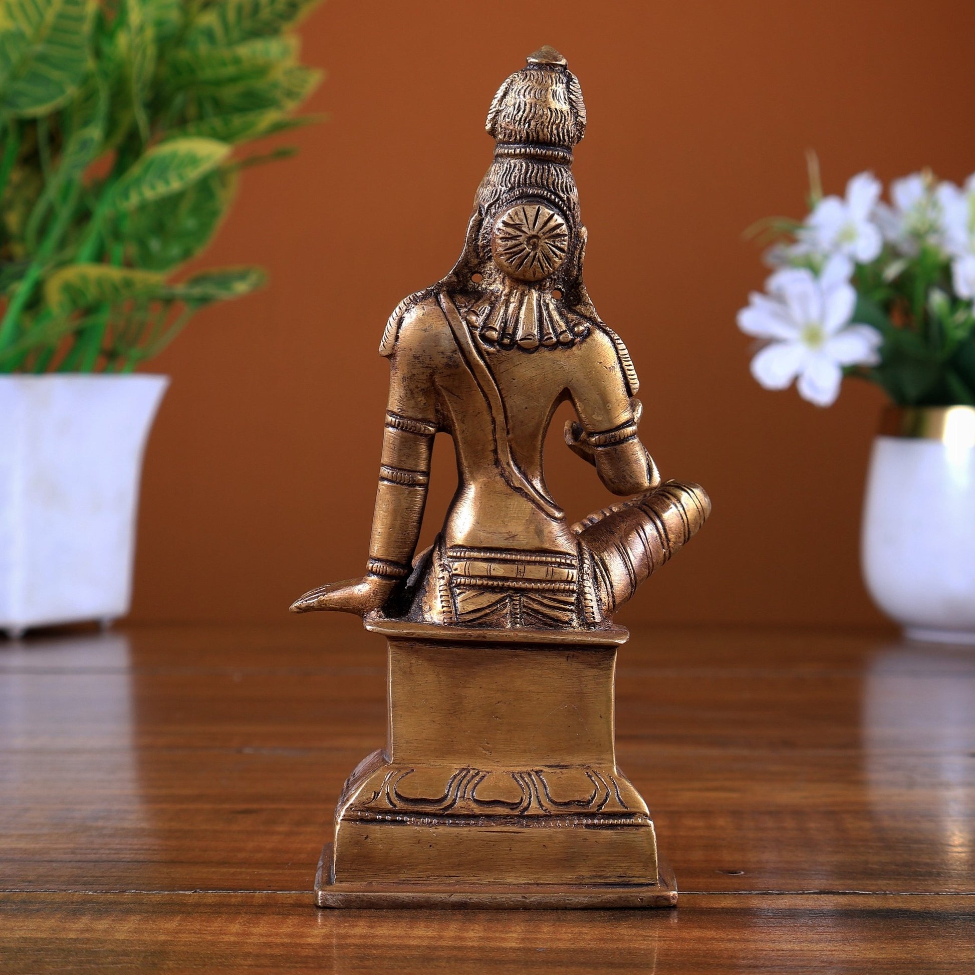 Brass Goddess Parvati Uma Devi Bhoga Shakti Idol – matte gold 6 inch - Budhshiv.com