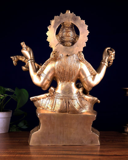 Brass Goddess Saraswati Statue – Handcrafted Idol of Wisdom & Knowledge 18 inch - Budhshiv.com