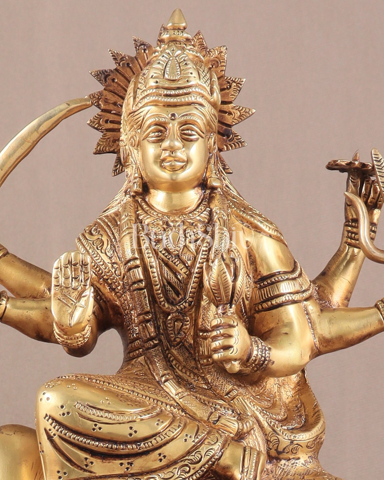 Brass Goddess Umiya Mata Seated on Cow Statue 13.5" - Budhshiv.com