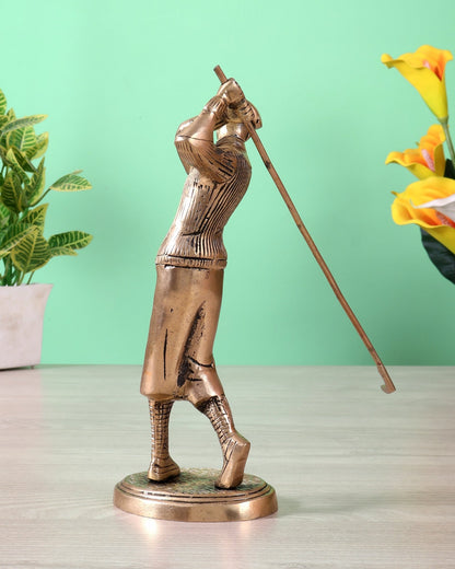 Brass Golfer Showpiece – Long Shot Striking Pose (32 cm, 1.15 Kg) - Budhshiv.com