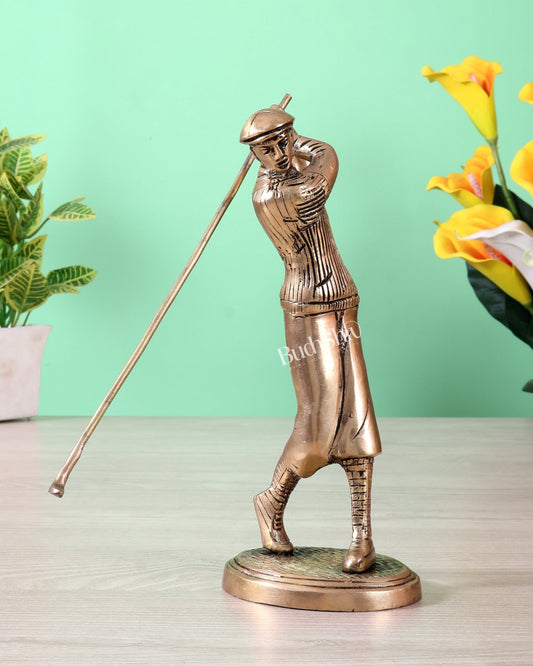 Brass Golfer Showpiece – Long Shot Striking Pose (32 cm, 1.15 Kg) - Budhshiv.com