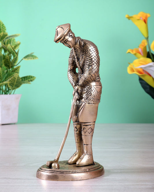 Brass golfer showpiece statue 8 inch - Budhshiv.com