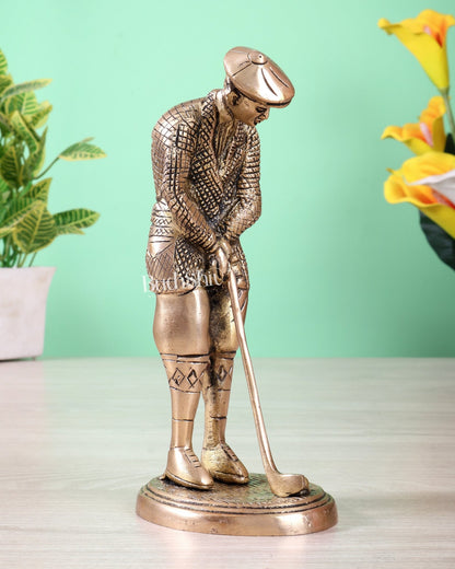 Brass golfer showpiece statue 8 inch - Budhshiv.com