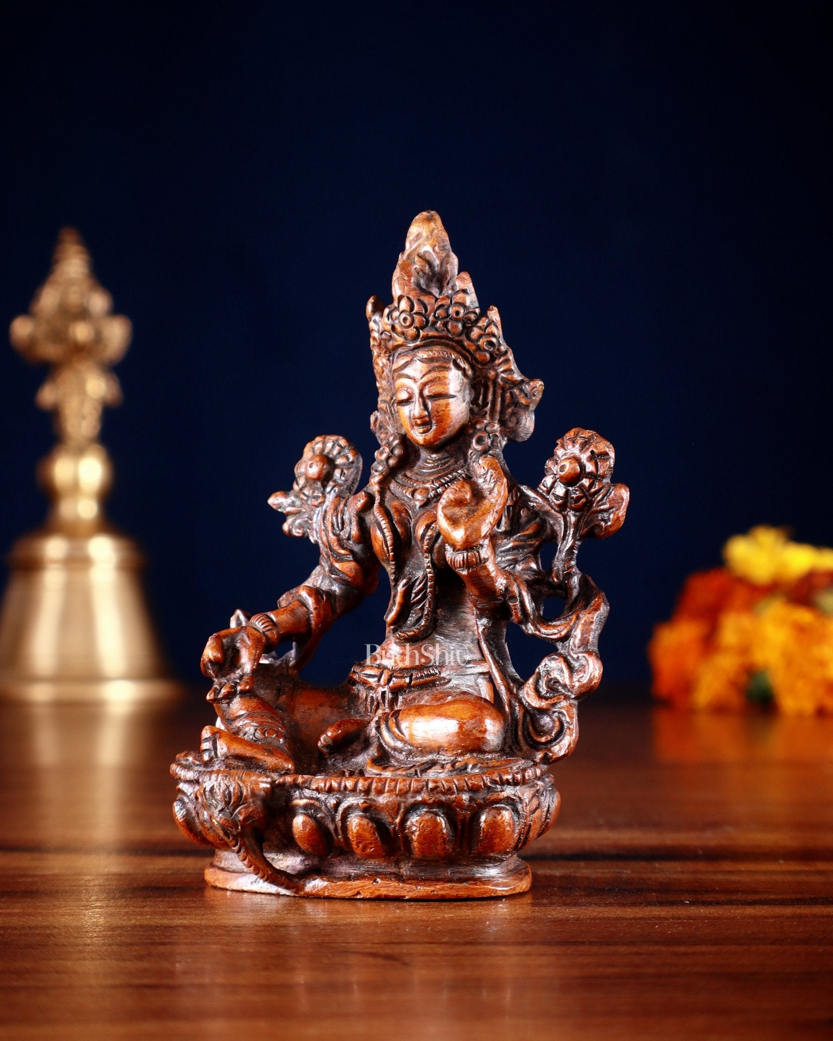 Buy Brass Green tara devi statue 3