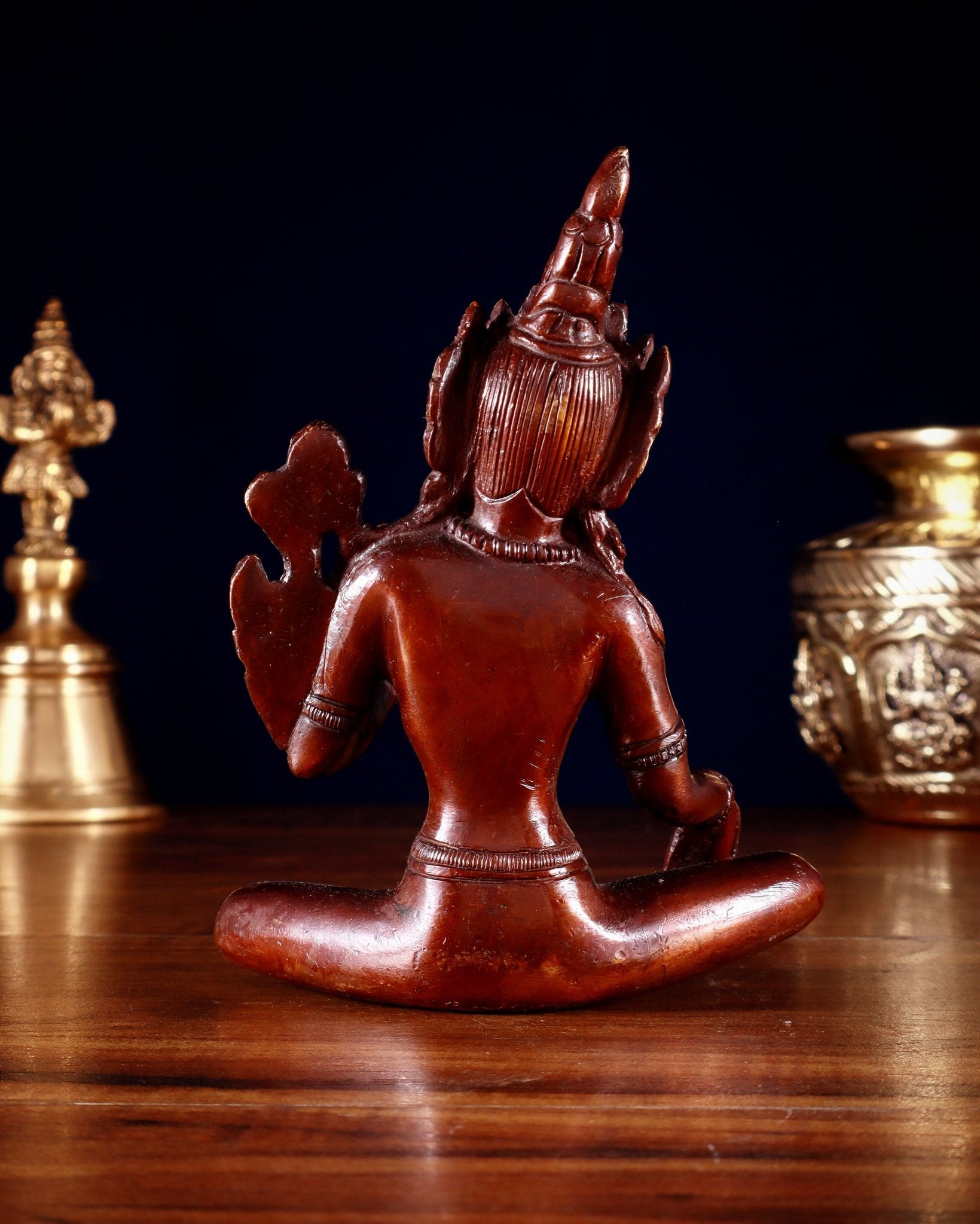 Brass Green Tara Statue – 5.5” (14 cm) | Double Tone Finish - Budhshiv.com