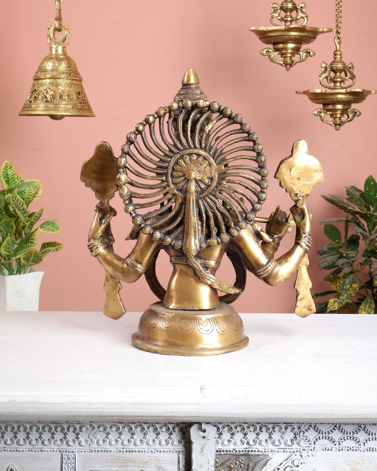 Brass Half Body Lord Krishna Bust butter finish - 13.5 - Budhshiv.com