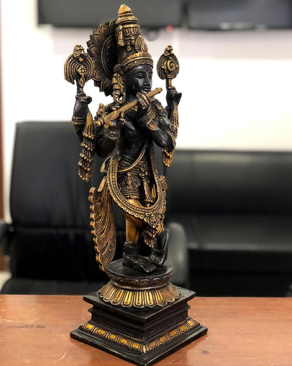 Brass Handcrafted Krishna Statue | 20 inch - Budhshiv.com