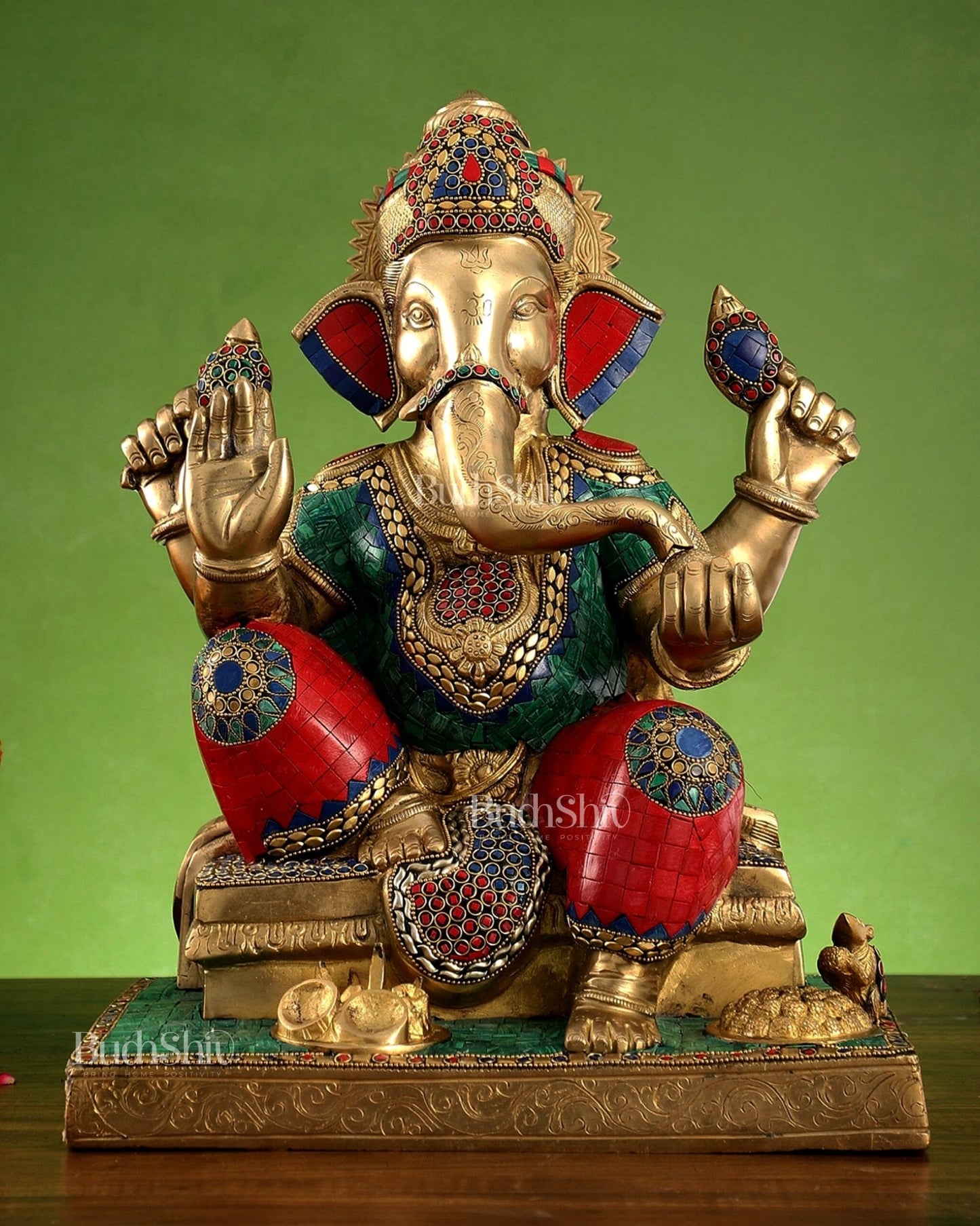 Brass Handcrafted Lord Ganesha Statue - 16 inch - Budhshiv.com