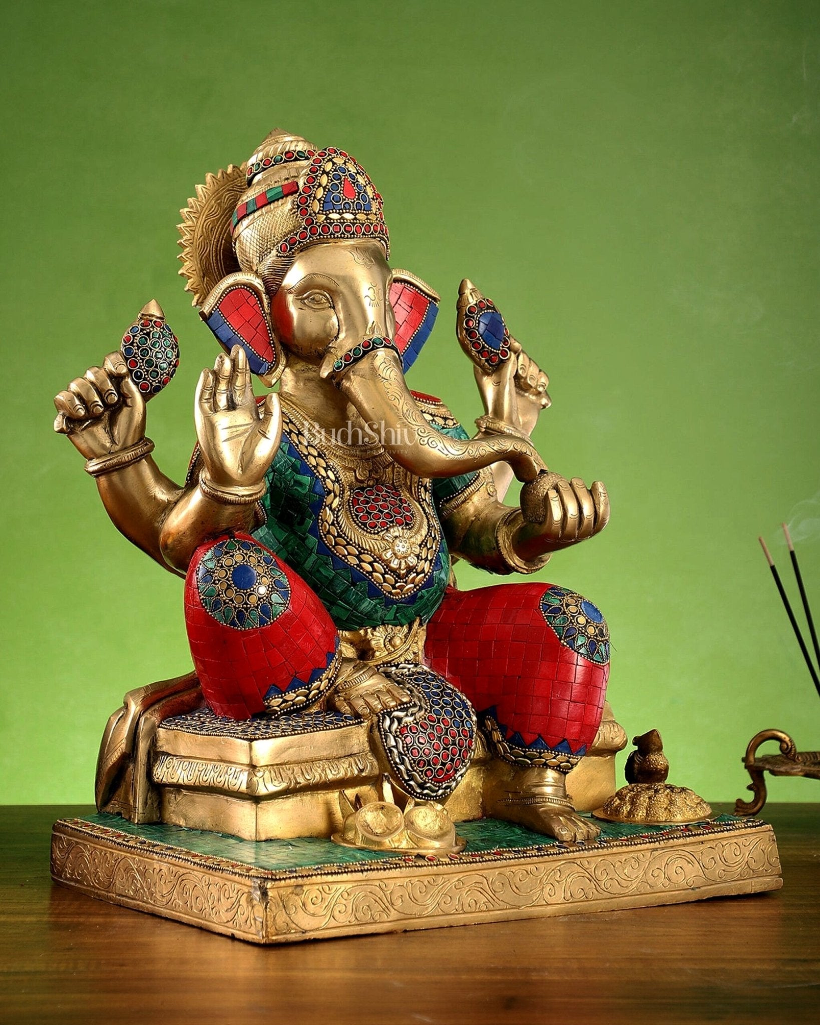 Brass Handcrafted Lord Ganesha Statue - 16 inch - Budhshiv.com