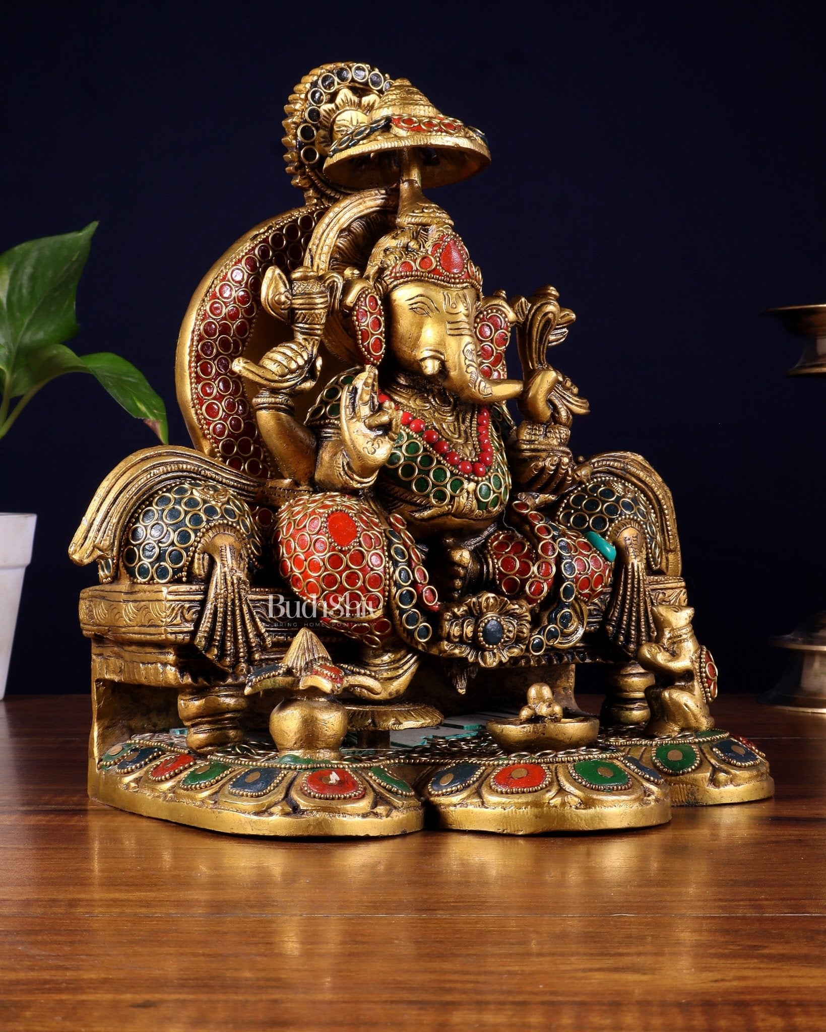 Brass Handcrafted Lord Ganesha Statue 9 inch - Budhshiv.com