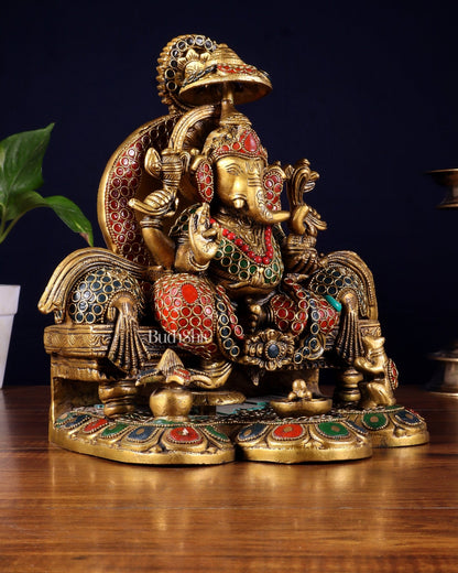 Brass Handcrafted Lord Ganesha Statue 9 inch - Budhshiv.com