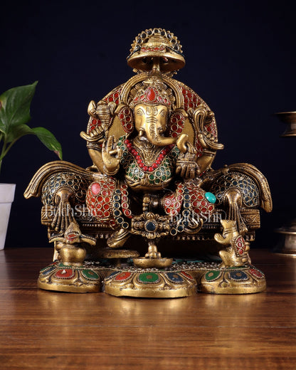 Brass Handcrafted Lord Ganesha Statue 9 inch - Budhshiv.com