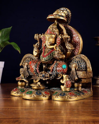 Brass Handcrafted Lord Ganesha Statue 9 inch - Budhshiv.com