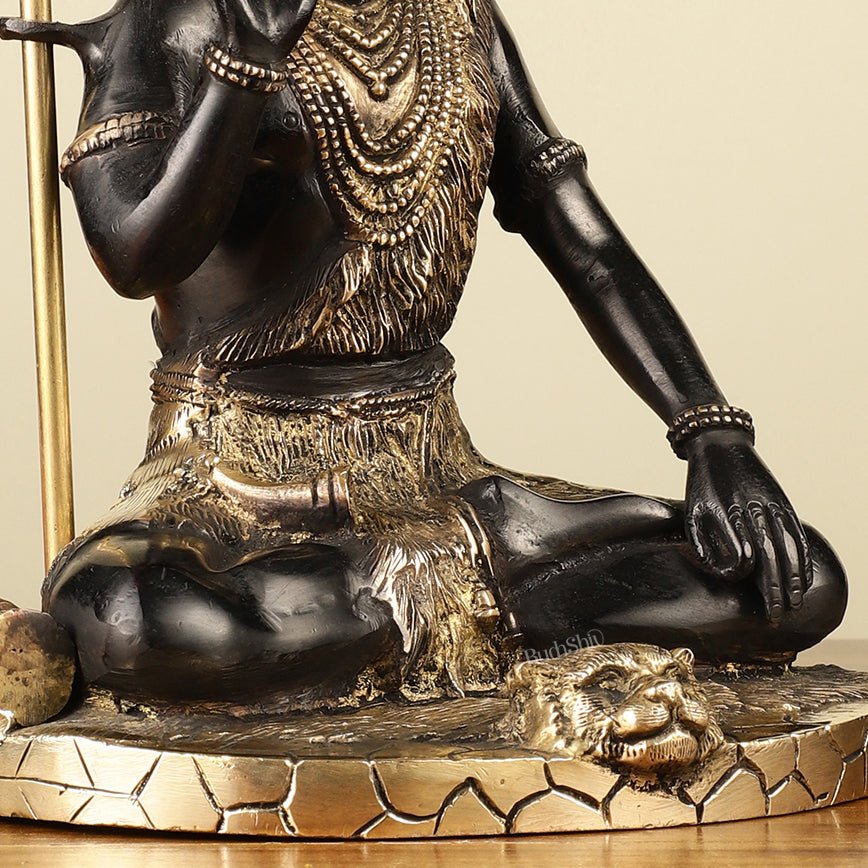 Brass Handcrafted Lord Shiva idol black tone | 9.5" - Budhshiv.com