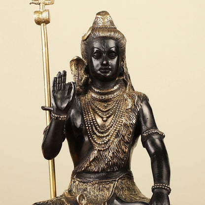 Brass Handcrafted Lord Shiva idol black tone | 9.5" - Budhshiv.com