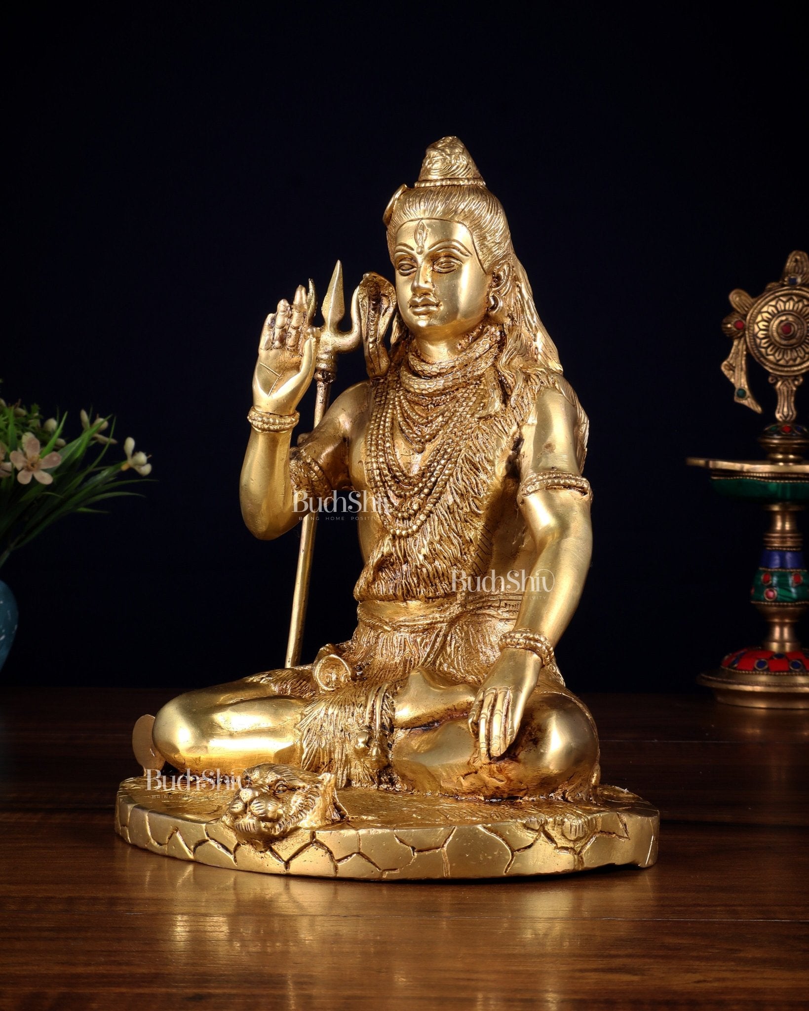 Brass Handcrafted Lord Shiva Statue | 10" abhaya mudra - Budhshiv.com