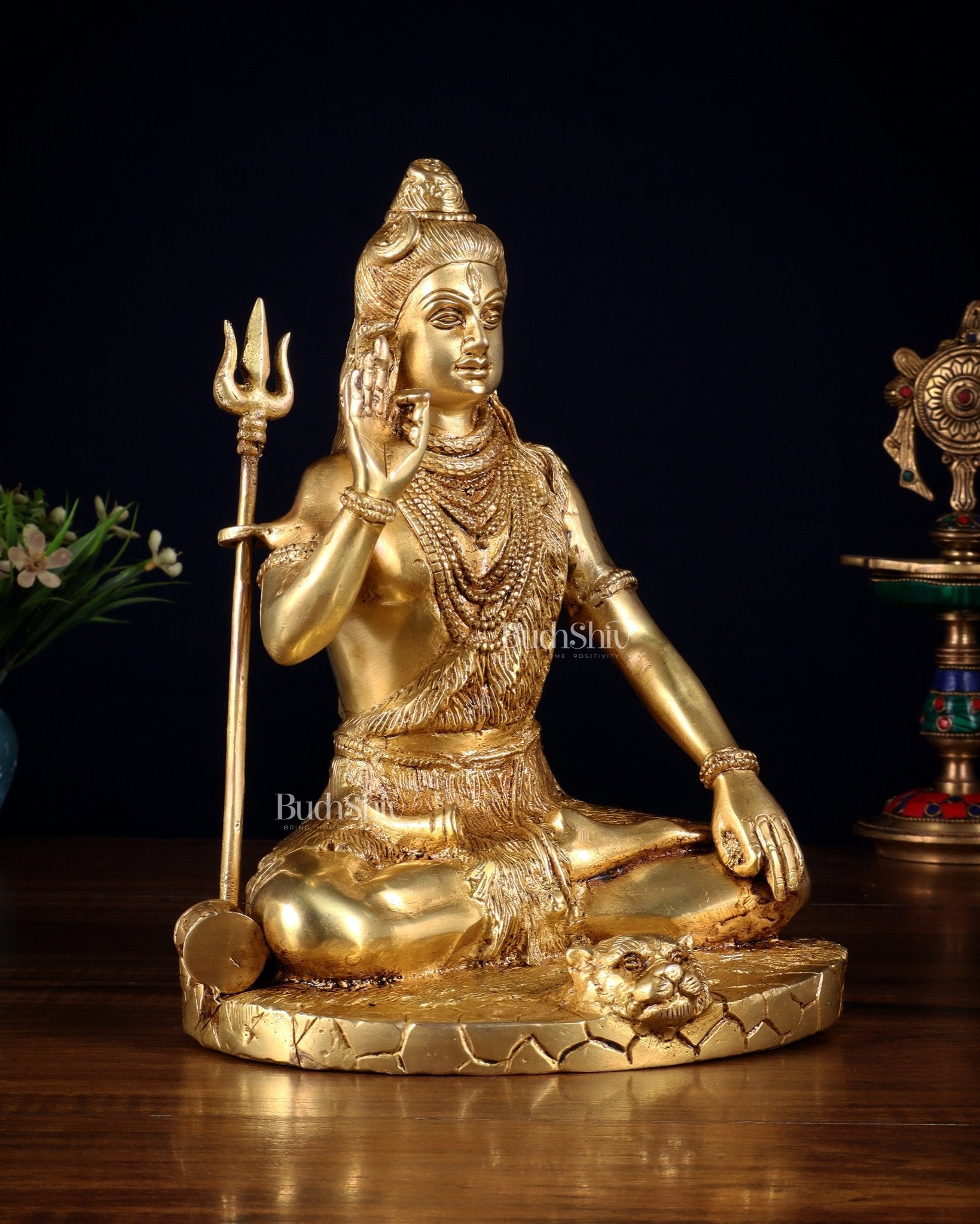 Brass Handcrafted Lord Shiva Statue | 10" abhaya mudra - Budhshiv.com