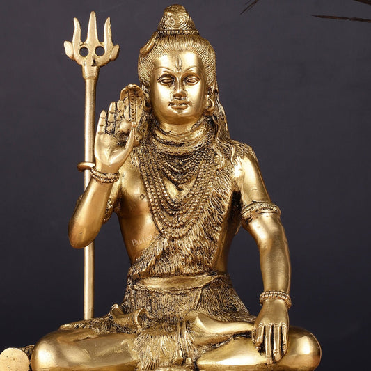 Brass Handcrafted Lord Shiva Statue | 10" - Budhshiv.com