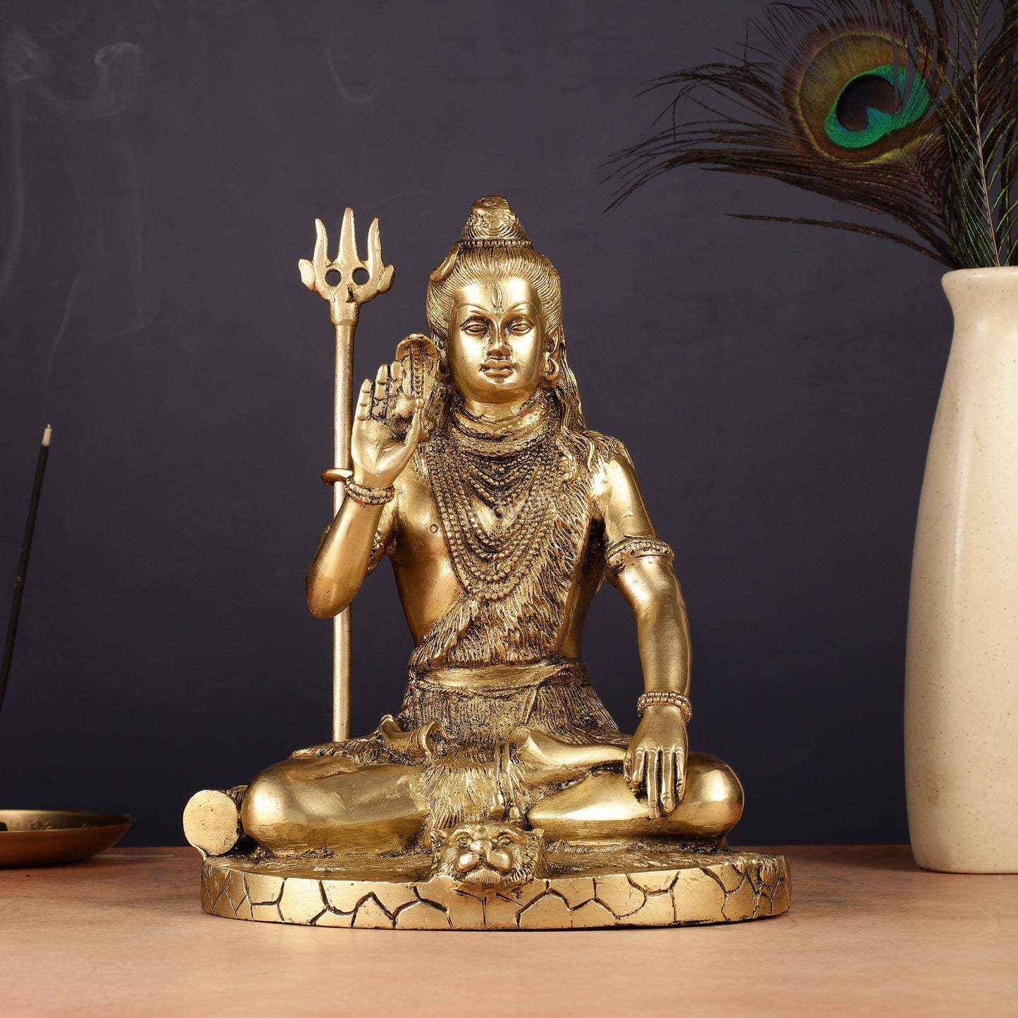 Brass Handcrafted Lord Shiva Statue | 10" - Budhshiv.com