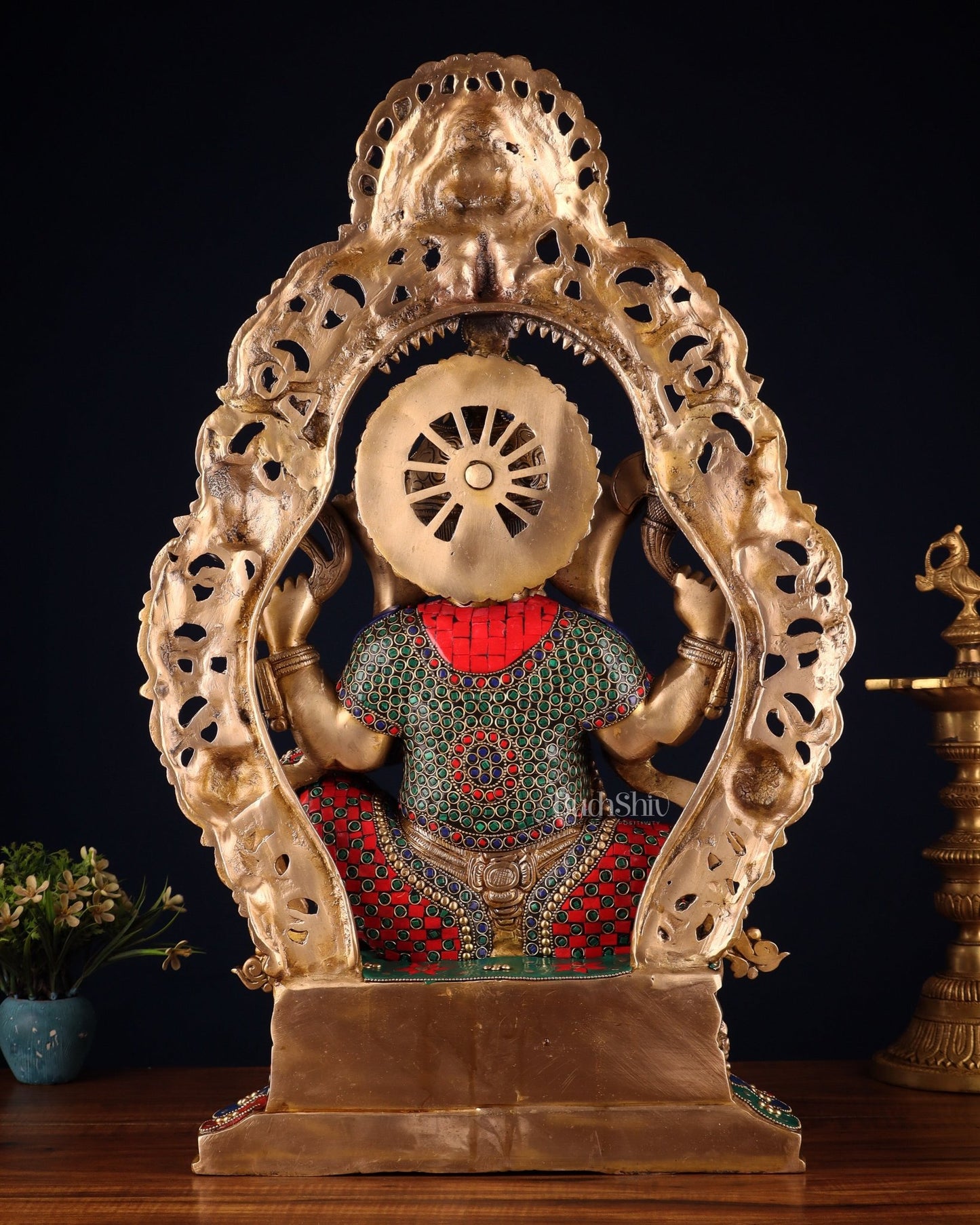 Brass Handcrafted Superfine Lord Ganesha Statue - 26 inch with stonework - Budhshiv.com