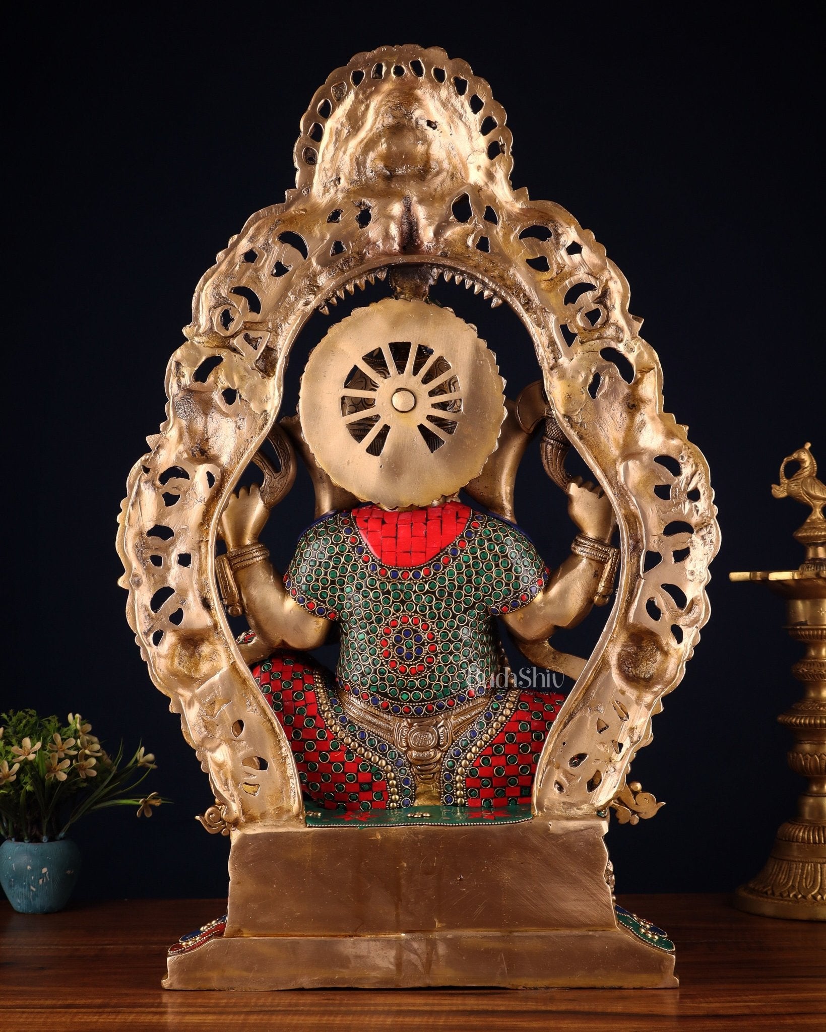 Brass Handcrafted Superfine Lord Ganesha Statue - 26 inch with stonework - Budhshiv.com