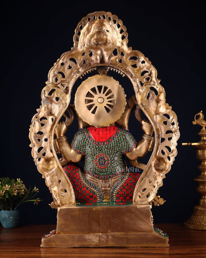 Brass Handcrafted Superfine Lord Ganesha Statue - 26 inch with stonework - Budhshiv.com