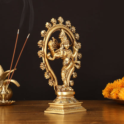 Brass Handcrafted Superfine Nataraja Statue - 10" Lord of Dance Sculpture - Budhshiv.com