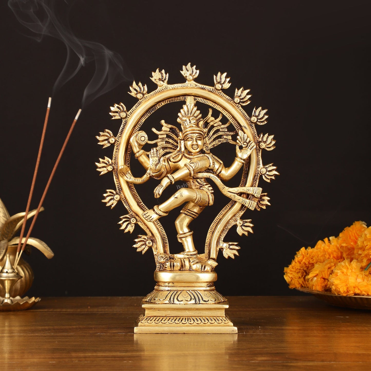 Brass Handcrafted Superfine Nataraja Statue - 10" Lord of Dance Sculpture - Budhshiv.com